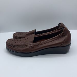 SAS Tripad Comfort Chestnut Brown Weave Wedge Loafers size 8.5 S